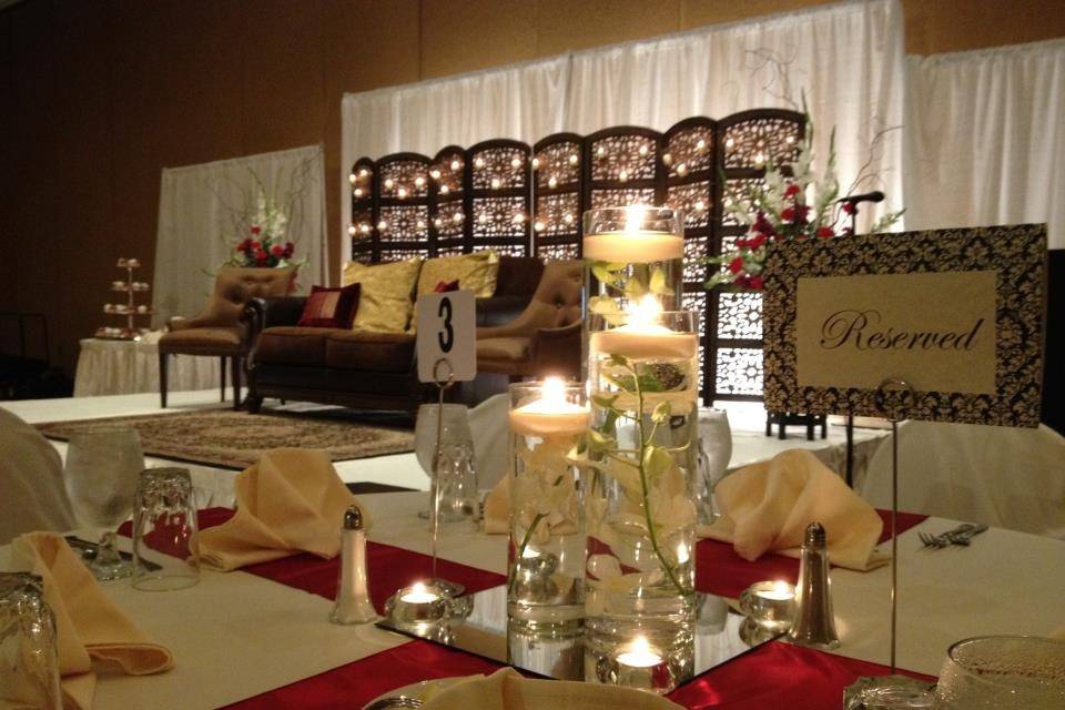 Table setup with candle centerpiece