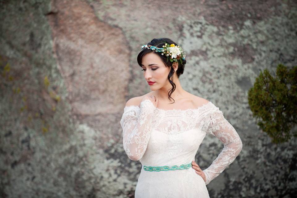 Maura Jane Photography | Flowers and crown by Stephanie Yardman Florals | Dress by Bridal Elegance by Darlene | Hair and makeup by Genica Lee