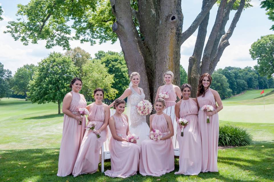 The bride with her bridesmaids