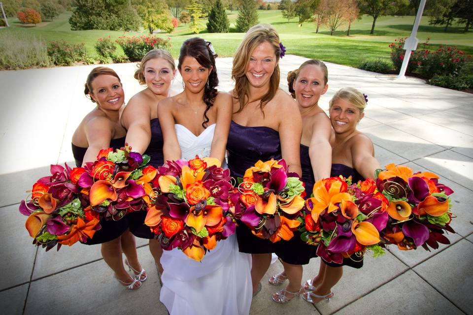 The bride with her bridesmaids