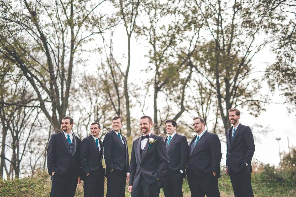 The groom with his groomsmen