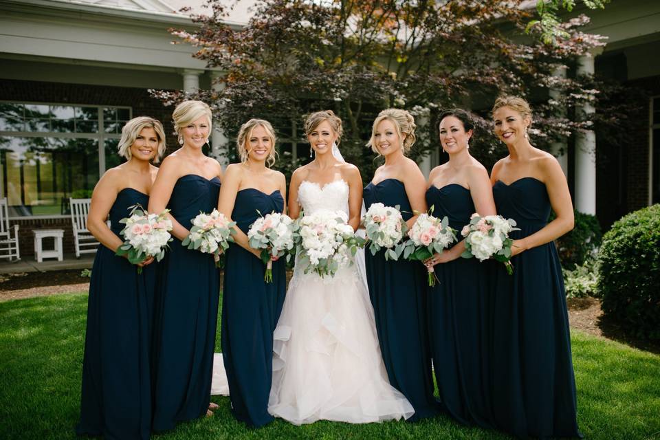 The bride with her bridesmaids