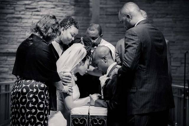 Bride in Groom Group Prayer