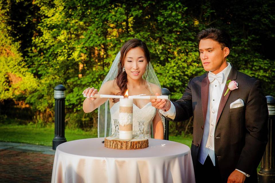 Outside  Lighting the candle