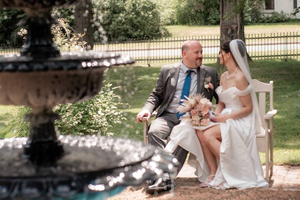Quiet moments by the fountain