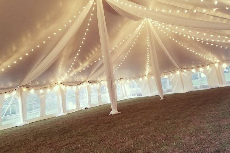 Tent Drape and Bistro Lighting