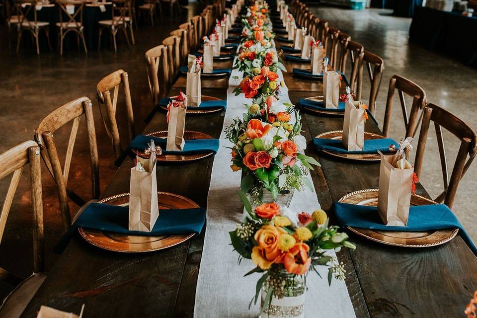 Farm table centerpieces