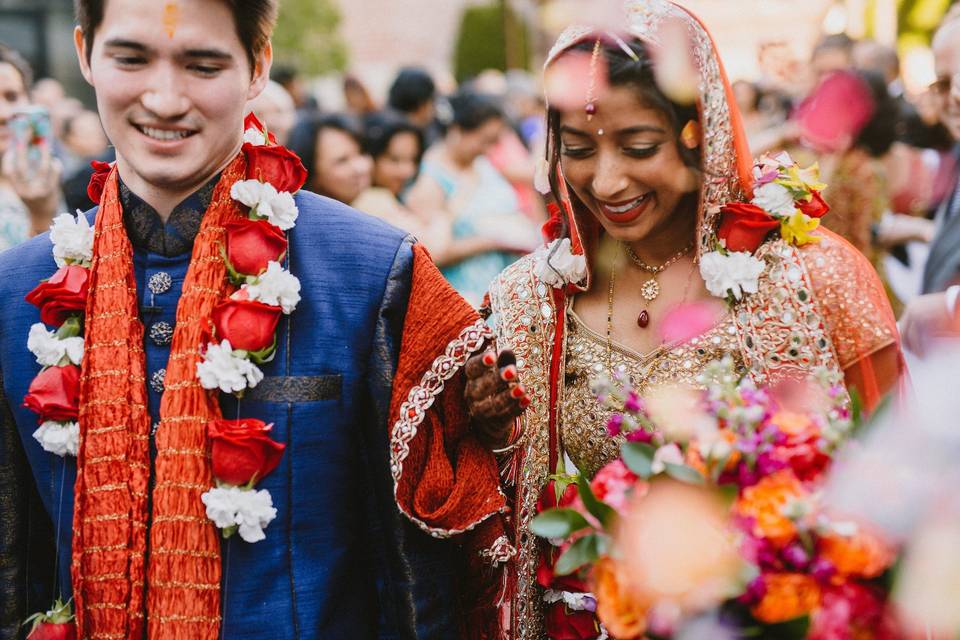 Laughter from the newlyweds