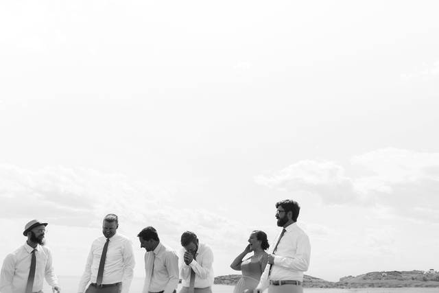 Wedding party giggles