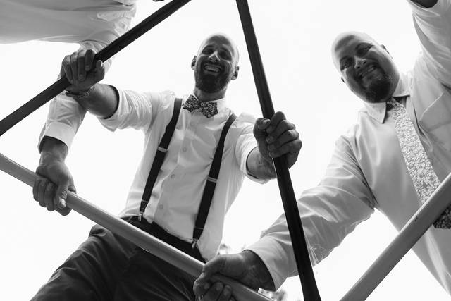 Playful groomsmen