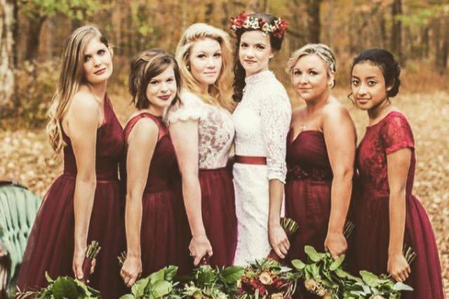 Bride and bridesmaids