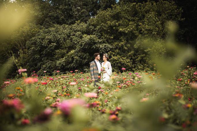 Among flowers