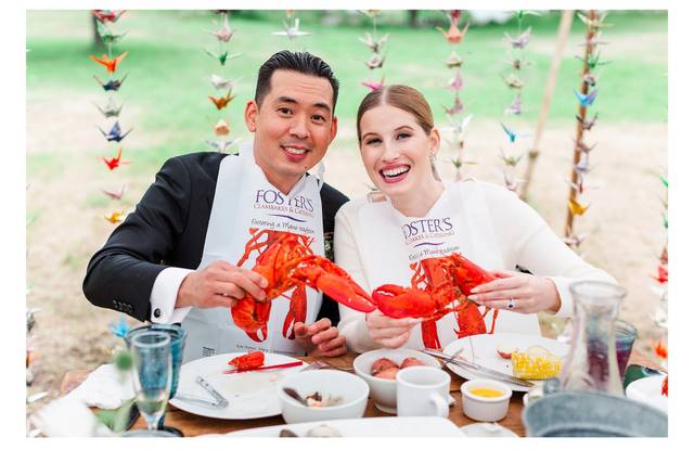 Wedding Couple With Lobster