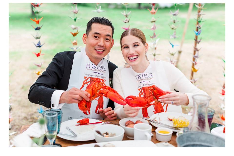 Wedding Couple With Lobster