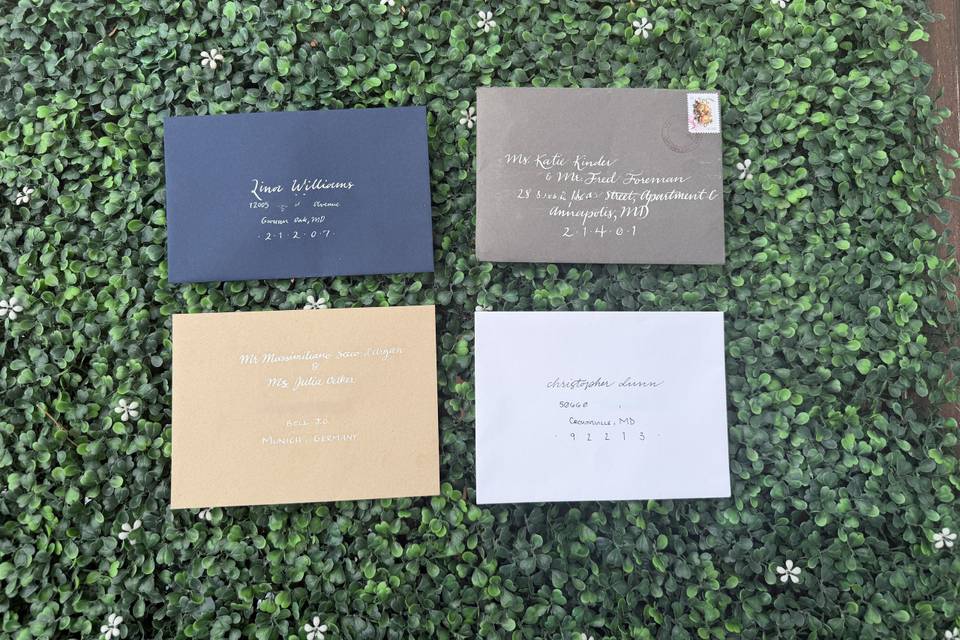 Hand addressed 4 script styles