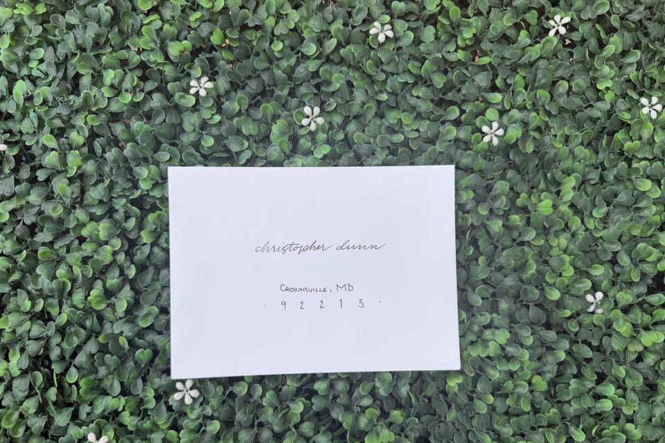 B&W hand addressed