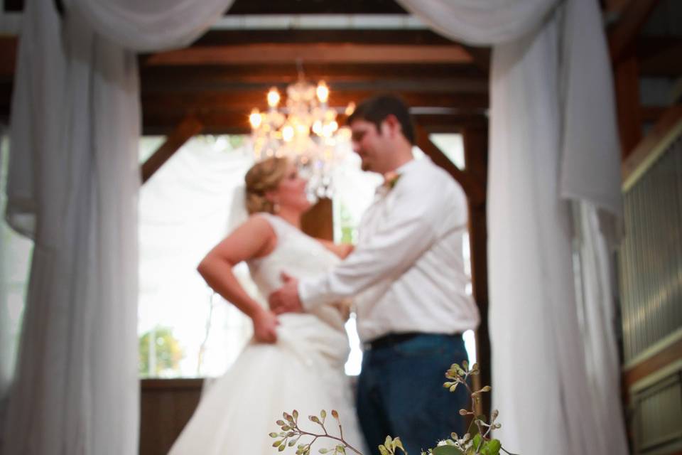 Bride in the wedding cabana