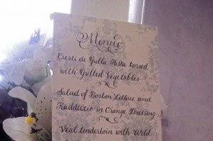 a menu for a wedding