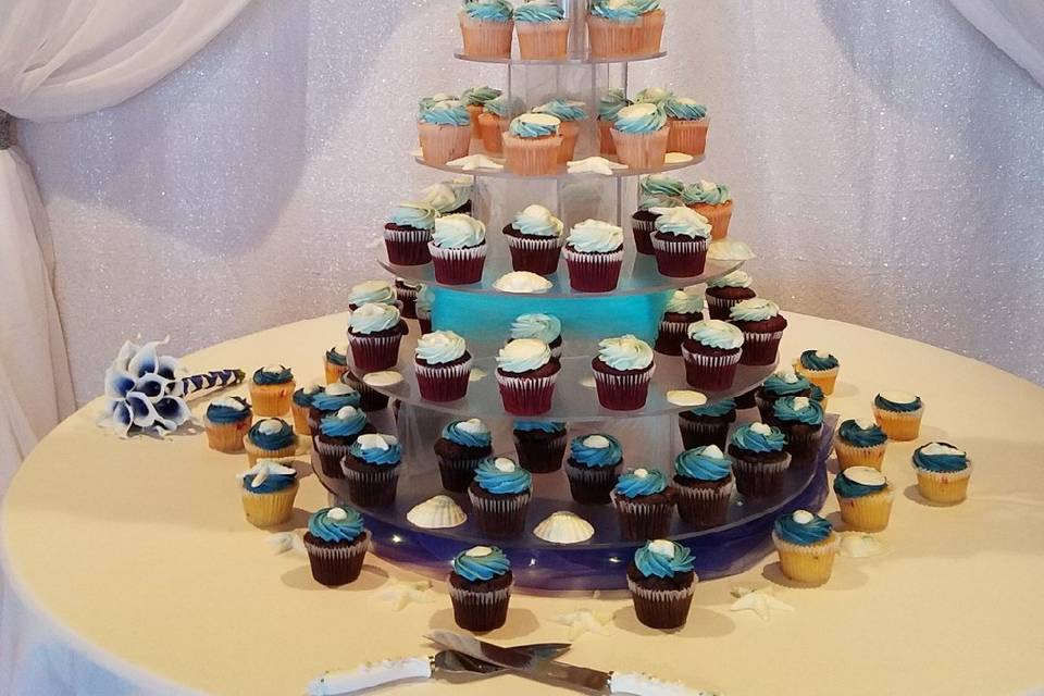 Cupcake Tower and Seashells