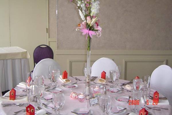 Table setup with centerpiece