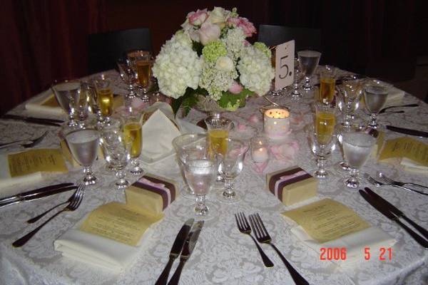 Table setup with centerpiece