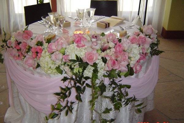 Table setup with centerpiece