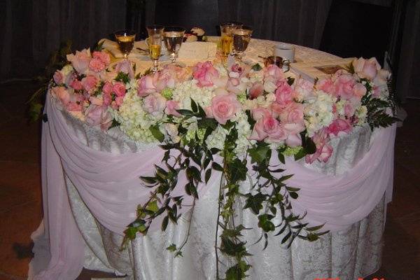 Table setup with centerpiece