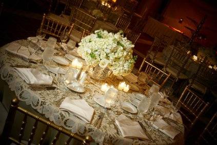 Table setup with centerpiece