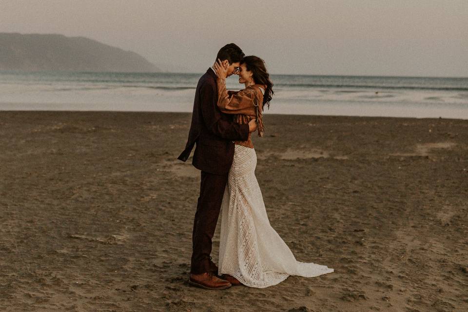 Couple on beach.