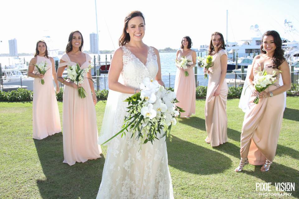 Bride with bridesmaids