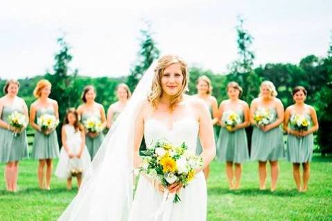 Bride and bridesmaids