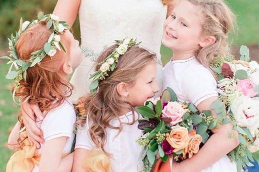 Bride and flower girls