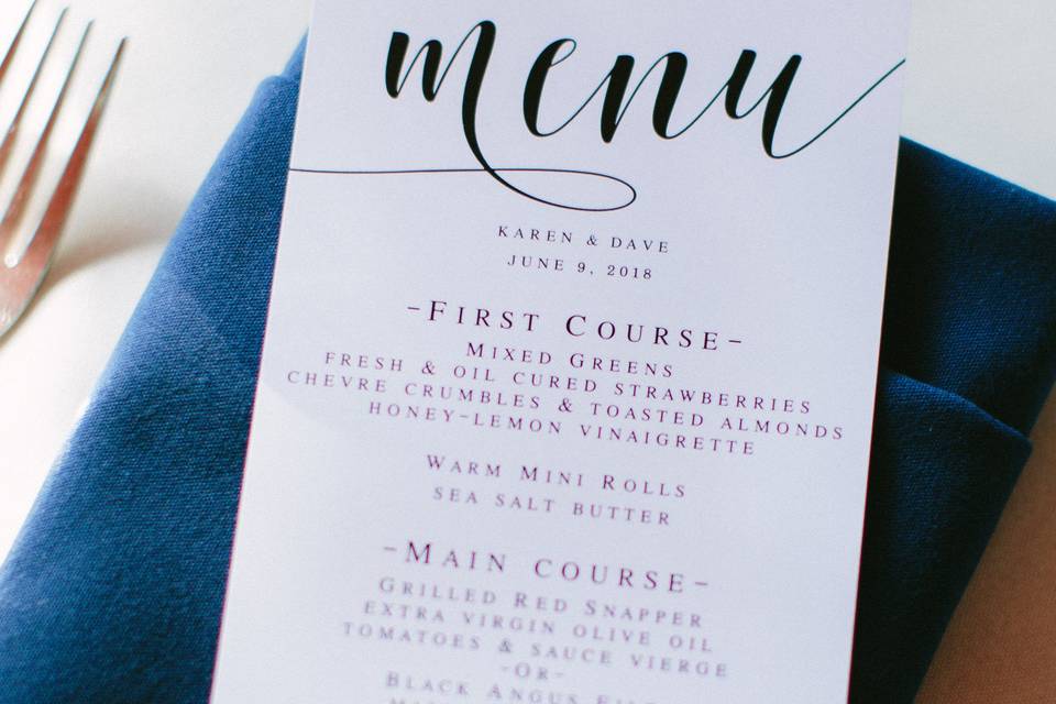 Menu card