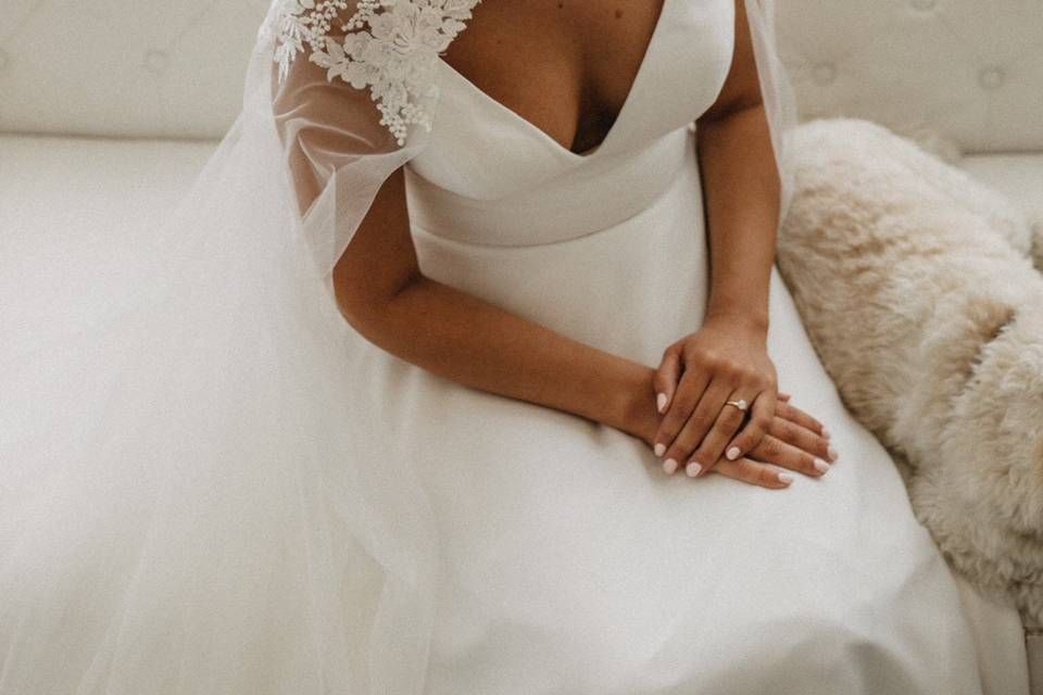 Cape wedding gown