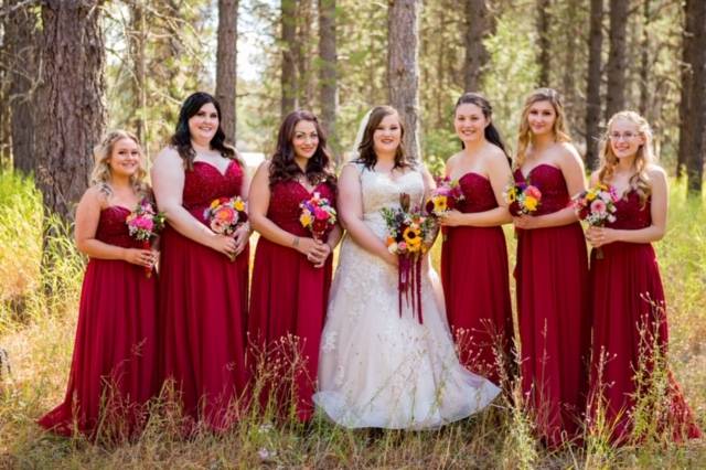 Bride and her bridesmaids