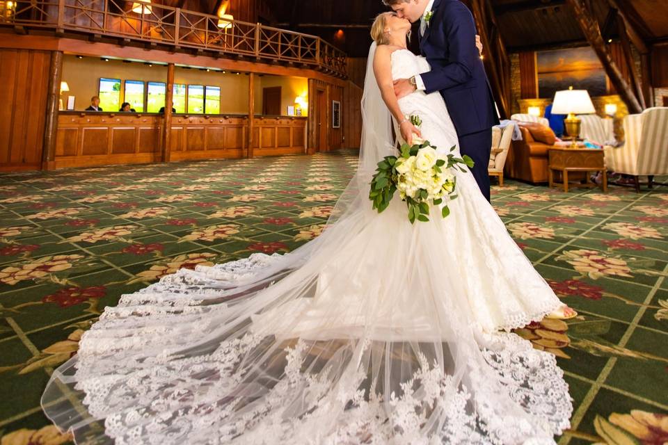 Bride and groom, pictured at Mission Point