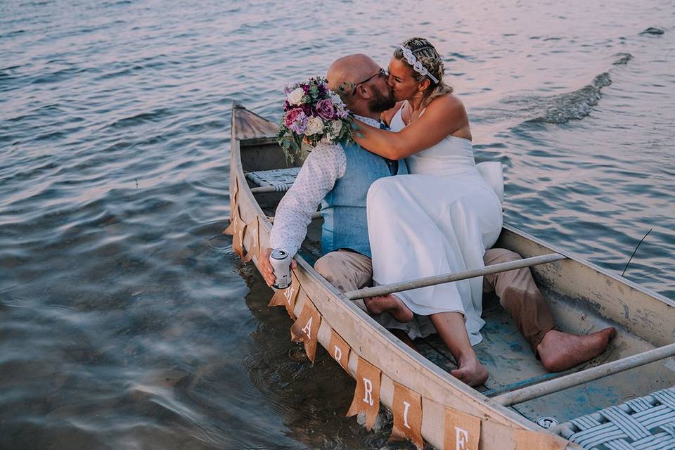 Just Married on the lake