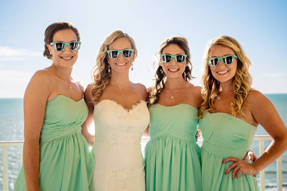 The bride with her bridesmaids