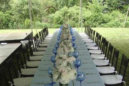 Long table with many centerpieces