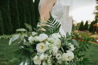 Wild greens all white bouquet