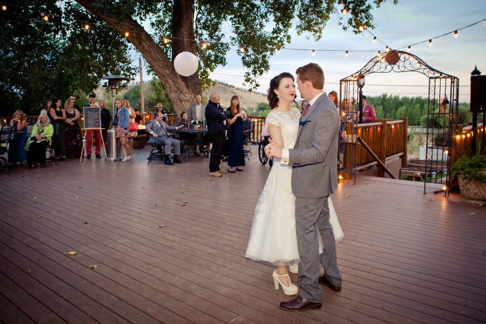 Dancing bride and groom Ellis Ranch by Kimball Nelson