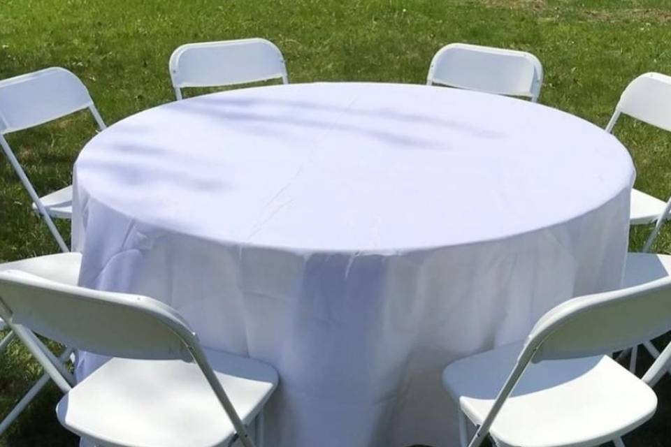 tables, chairs, and linens