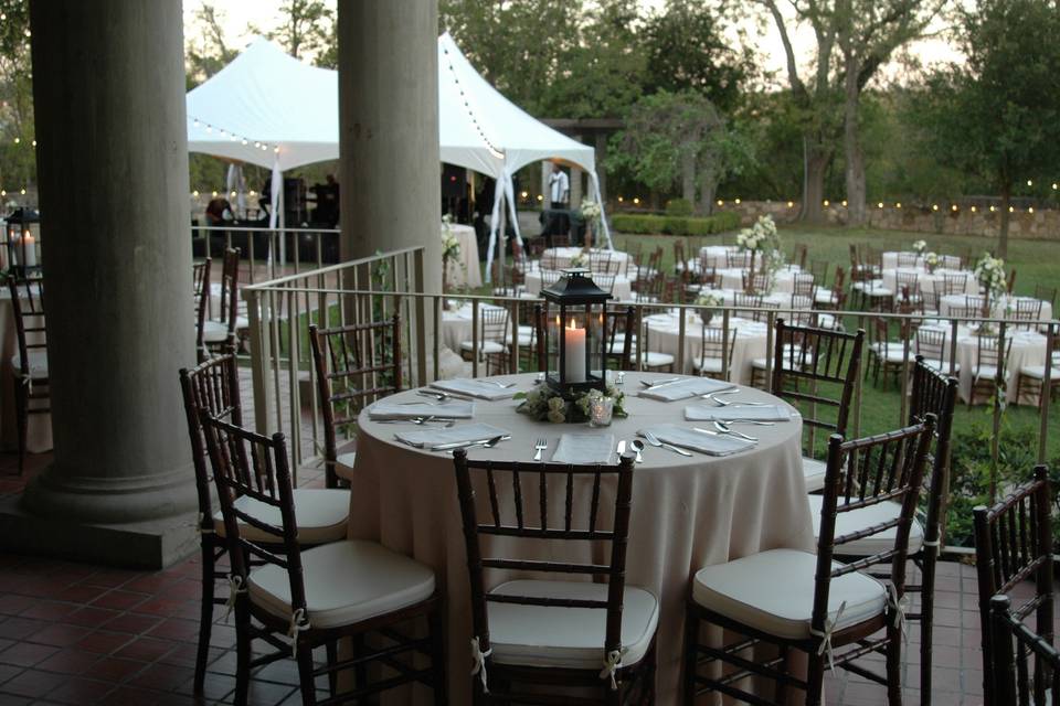Dining on the veranda of the Mansion