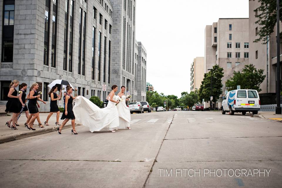 Bride and bridesmaids