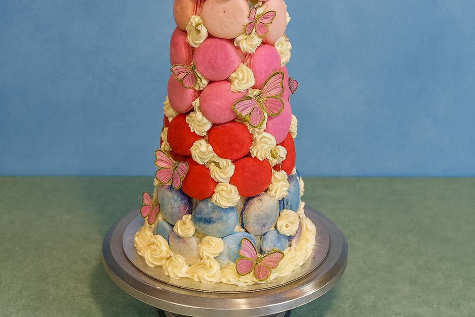 Macaron Tower with Butterflies