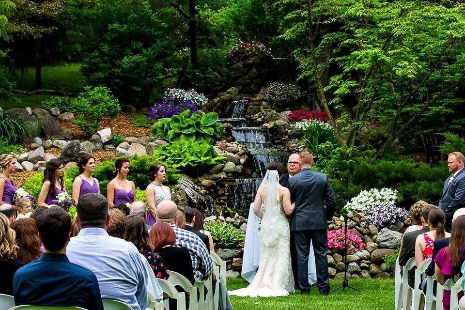 Ceremony by waterfall