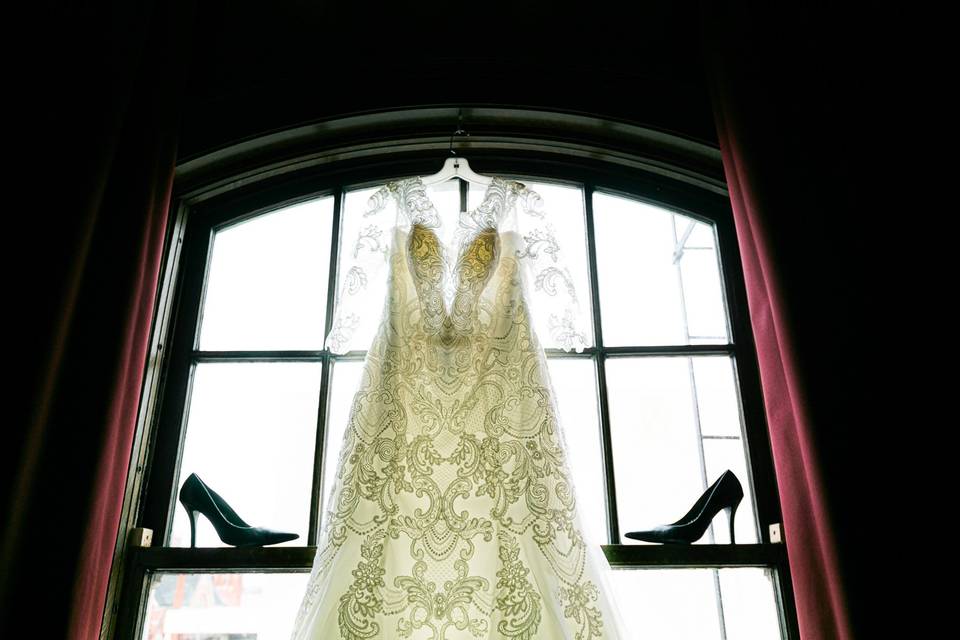 Bride dress and shoes