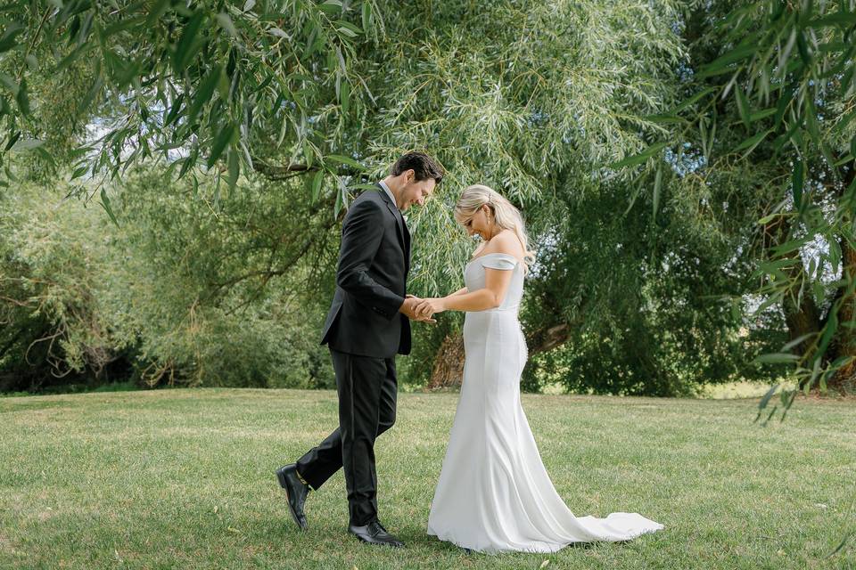 Bride and groom first look