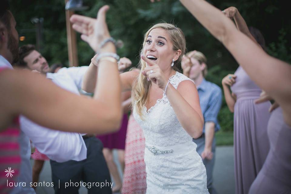 Wedding guests dancing