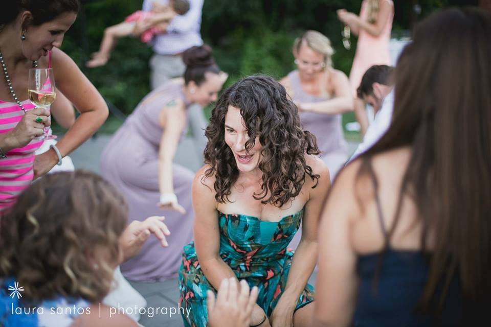 Wedding guests dancing